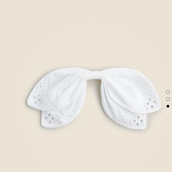J. Crew white Eyelet bow hair clip Hair barrette - Picture 2 of 9